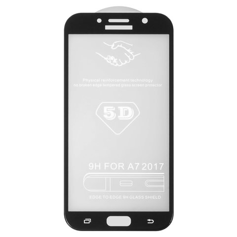 Захисне скло All Spares для Samsung A720F Galaxy A7 2017 , 5D Full Glue, чорний, шар клею нанесений по всій поверхні