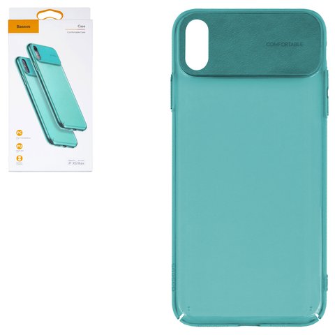 Чехол Baseus для iPhone XS Max, голубой, со вставкой из PU кожи, прозрачный, пластик, PU кожа, #WIAPIPH65 SS13