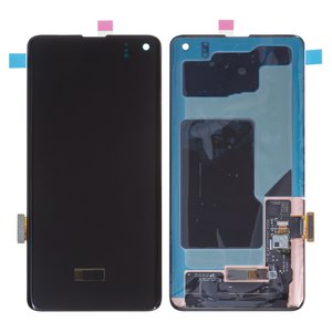 Дисплей для Samsung G973 Galaxy S10, чорний, без рамки, Оригінал переклеєне скло 