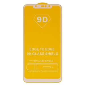 Защитное стекло для Xiaomi Redmi Note 6 Pro, совместимо с чехлом, Full Glue, без упаковки , белый, cлой клея нанесен по всей поверхности