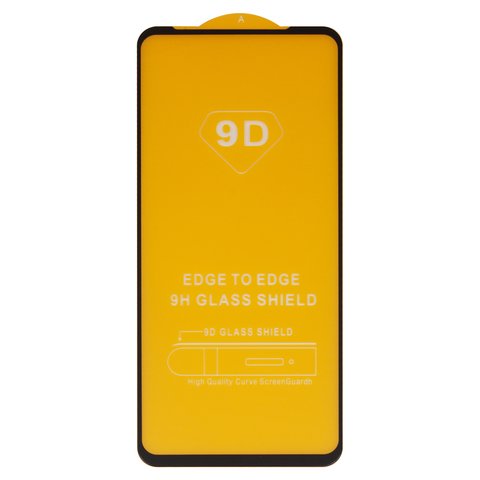Защитное стекло для Motorola XT2087 Moto G9 Plus, совместимо с чехлом, Full Glue, без упаковки , черный, cлой клея нанесен по всей поверхности