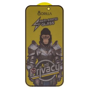 Защитное стекло Gorilla для Apple iPhone 15 Pro, совместимо с чехлом, Full Glue, Anti Static, Anti Peeping, черный