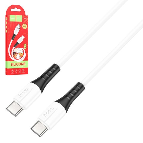 USB кабель Hoco X82, 2xUSB тип C, 100 см, 60 Вт, 3 A, білий, силіконовий, #6931474768605