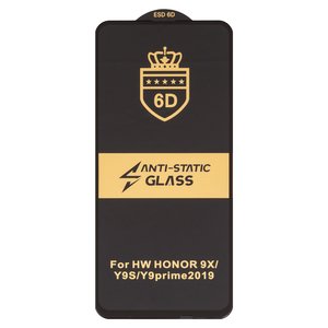 Захисне скло ESD 6D для Huawei Honor 9X, P Smart Z, Y9 Prime 2019 , сумісне з чохлом, Full Glue, Anti Static, без упаковки , чорний
