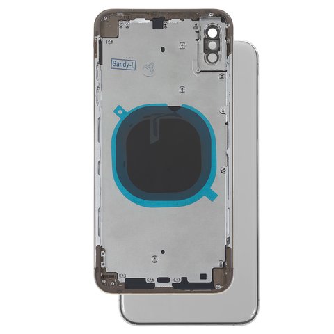 Housing compatible with iPhone XS Max, white, with SIM card holders, with side buttons 