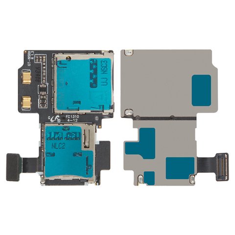 Коннектор SIM карты для Samsung I9500 Galaxy S4, со шлейфом, с коннектором карты памяти