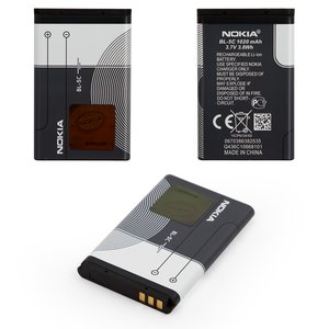 Battery BL 5C compatible with Nokia 1100, 1101, 1110, 1280, 1600, 1616, 202 Asha, 203 Asha, 2300, 2310, 2323c, 2330c, 2600, 2610, 2626, 2700c, 2710n, 2730c, 3100, 3109c, 3110c, 3120, 3208c, 3555, 3610f, 3650, 3660, 5030, 5130c, 5130xm, 6030, 6085, 6086, 6230, 6230i, 6263, 6267, 6270, 6282, 6555, 6600, 6620, 6630, 6670, 6680, 6681, 7600, 7610, C1 00, C1 02, C2 00, C2 01, C2 02, C2 03, C2 07, E50, E60, N70, N71, N72, X2 01, X2 05, Li ion, 3.7 V, 1020 mAh, Original PRC  