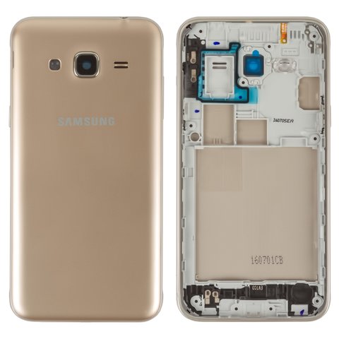 Housing compatible with Samsung J320H DS Galaxy J3 2016 , golden 