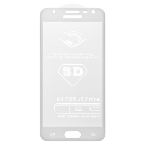 Vidrio de protección templado All Spares puede usarse con Samsung G570 Galaxy On5 2016 , G570F DS Galaxy J5 Prime, 5D Full Glue, blanco, capa de adhesivo se extiende sobre toda la superficie del vidrio