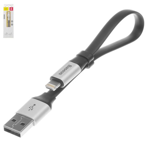 Cable de carga Baseus Nimble, USB tipo A, Lightning, 23 cm, 2 A, plateado, #CALMBJ 0S