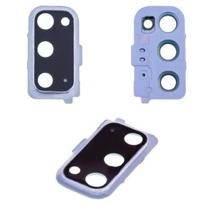 Camera Lens compatible with Samsung G980 Galaxy S20, dark blue, with frames, cloud blue 