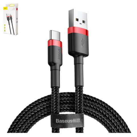 USB Cable Baseus Cafule, USB type A, USB type C, 300 cm, 2 A, black  #CATKLF U91
