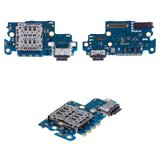 Flat Cable compatible with Samsung A536 Galaxy A53 5G, (charge connector, with SIM-connector, with microphone, with components, Original (PRC), charging board)