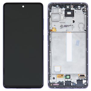 Pantalla LCD puede usarse con Samsung A525 Galaxy A52, A526 Galaxy A52 5G, morado, con marco, original vidrio reemplazado 