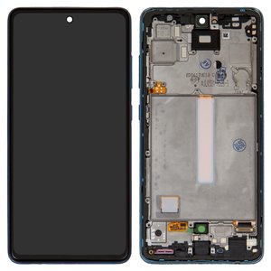 Pantalla LCD puede usarse con Samsung A525 Galaxy A52, A526 Galaxy A52 5G, azul, con marco, Original PRC 