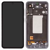 LCD compatible with Samsung A566 Galaxy A56, (black, with frame, High Copy, (OLED), graphite)