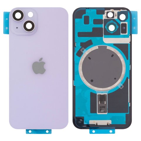 Housing Back Cover compatible with iPhone 14, purple, with camera lens, Original PRC , Purple, small hole 