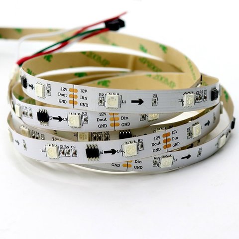 RGB LED Strip SMD5050, WS2811 white, with controls, IP20, 12 V, 30 LEDs m, 5 m 