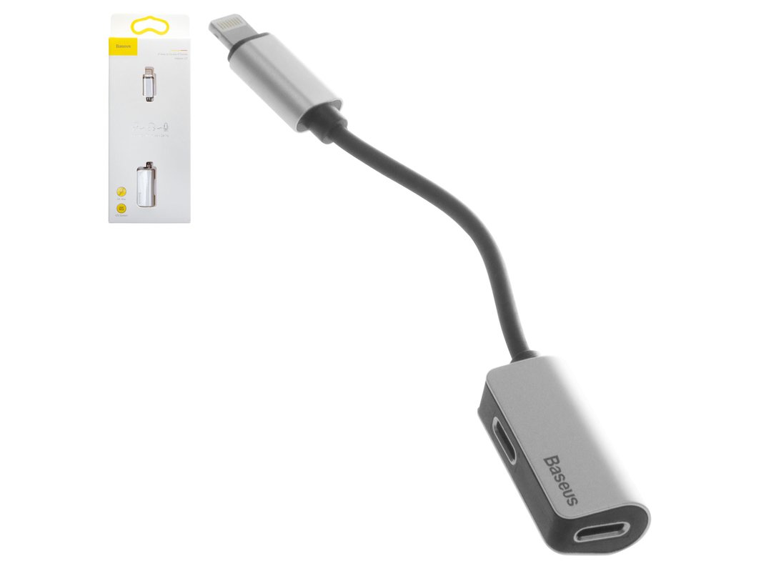 Adapter Baseus L37, (Lightning to Dual Lightning 2 in1, doesn't support  microphone , Lightning, silver, 2 A) #CALL37-S1 - GsmServer