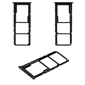 SIM Card Holder compatible with Samsung A515F DS Galaxy A51, A715F DS Galaxy A71, black, with MMC holder 