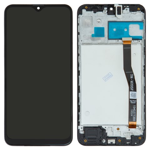 LCD compatible with Samsung M205 Galaxy M20, black, with frame, original change glass 