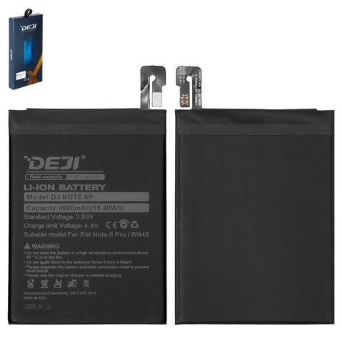 Battery Deji BN48 compatible with Xiaomi Redmi Note 6 Pro, Li ion, 3.85 V, 4000 mAh