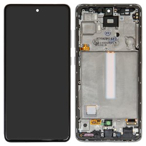 LCD compatible with Samsung A525 Galaxy A52, A526 Galaxy A52 5G, white, with frame, Original PRC  
