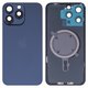 Housing Back Cover compatible with iPhone 15 Pro Max, (dark blue, with camera lens, PRC)