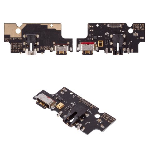 Flat Cable compatible with Umidigi A11 Pro Max, headphone connector, charge connector, with microphone, with components, High Copy, charging board