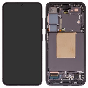 LCD compatible with Samsung S921 Galaxy S24, black, with frame, Original PRC  