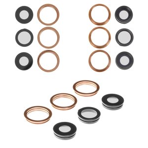 Vidrio de cámara puede usarse con iPhone 11 Pro, dorado, con marcos, juego de 6 uds., matte gold