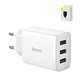 Adaptador de red Baseus Compact Charger, 17 W, blanco, 3 puertos, #CCXJ020102