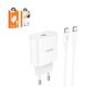 Adaptador de red Hoco C94A, 20 W, Power Delivery (PD), Fast Charge, blanco, con cable USB tipo C - USB tipo C, 1 puerto, #6931474762191