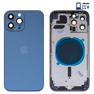 Carcasa puede usarse con iPhone 13 Pro Max, azul, con botones laterales,  con sujetador de tarjeta SIM, sierra blue