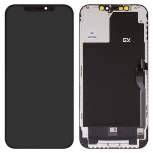 Pantalla LCD puede usarse con iPhone 12 Pro Max, negro, con marco, HC, AMOLED , GX OEM soft