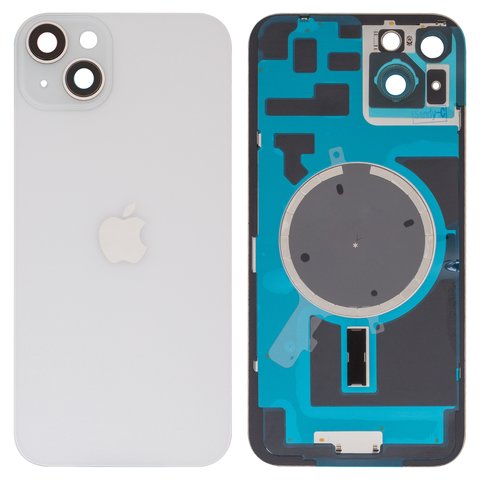 Panel trasero de carcasa puede usarse con iPhone 14 Plus, blanco, con vidrio de cámara, HC, starlight