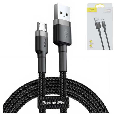 USB кабель Baseus Cafule, USB тип A, micro USB тип B, 100 см, 2,4 А, чорний, #CAMKLF BG1
