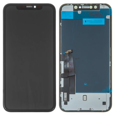 Дисплей  iPhone XR, чорний, із сенсорним екраном, з рамкою, оригінал переклеєне скло , оriginal lcd, changed glass, оriginal flat сable, оriginal touchscreen