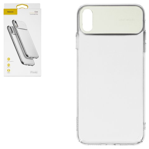 Чехол Baseus для iPhone XS Max, белый, со вставкой из PU кожи, прозрачный, пластик, PU кожа, #WIAPIPH65 SS02