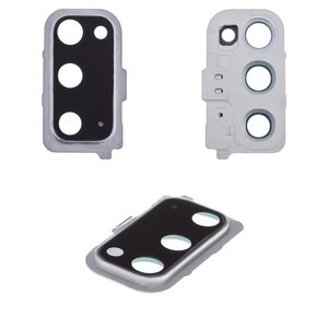 Скло камери для Samsung G980 Galaxy S20, біле, з рамкою, cloud white