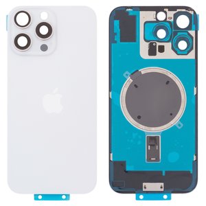 Задняя панель корпуса для iPhone 16 Pro Max, белая, со стеклом камеры, Original PRC , white titanium