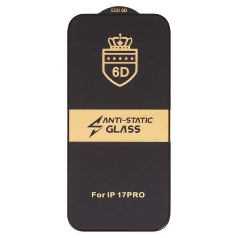 Защитное стекло ESD 6D для Apple iPhone 17 Pro, совместимо с чехлом, Full Glue, Anti Static, без упаковки , черный