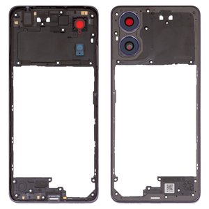 Средняя часть корпуса для Motorola Moto G04, серая, со стеклом камеры